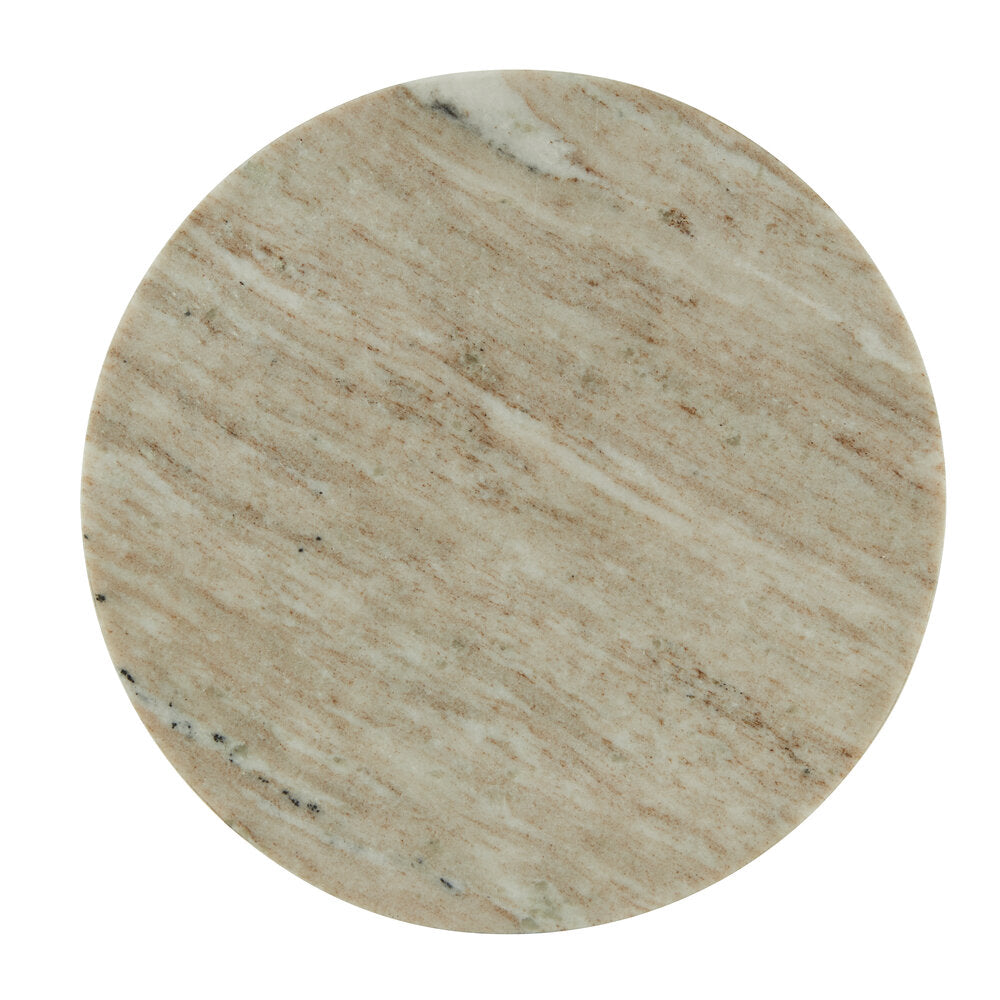 Rundt skærebræt, beige marmor - Ø:30 cm.